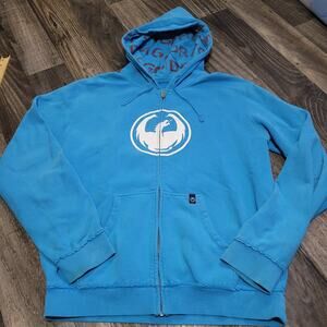 Y2K Dragon‎ Alliance Sunglasses Blue Hoodie Sweatshirt Size L Surf Skate